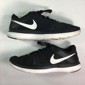 Nike Black Mesh Athletic Shoes with White Swoosh